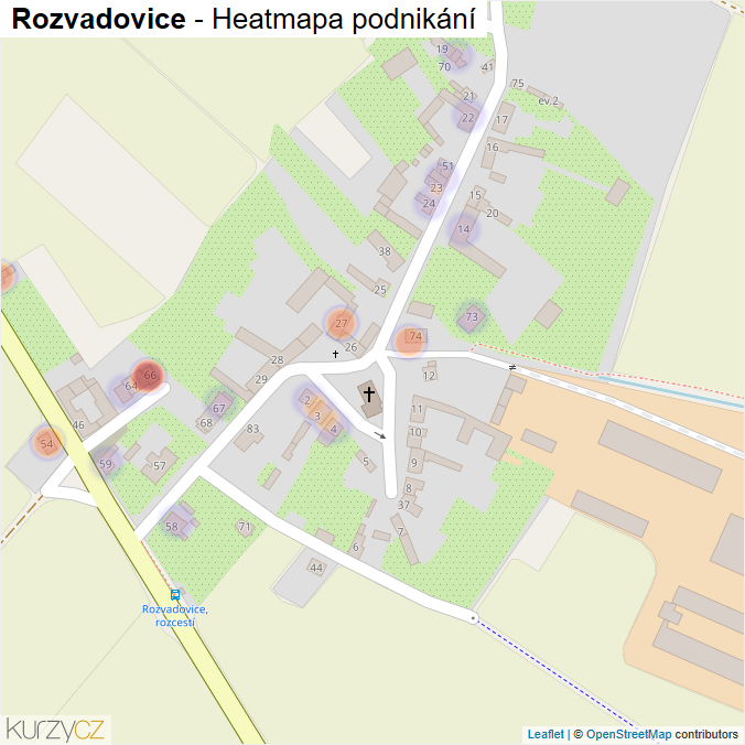 Mapa Rozvadovice - Firmy v části obce.