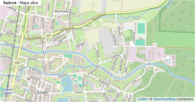 Sadová - mapa ulice