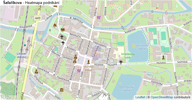 Šafaříkova - mapa podnikání