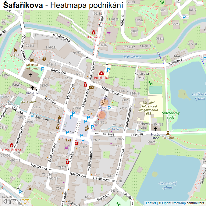Mapa Šafaříkova - Firmy v ulici.
