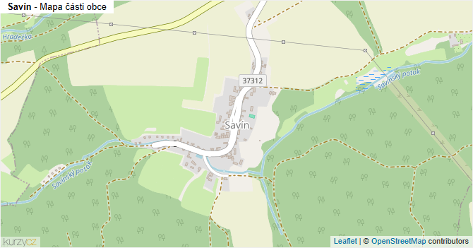 Savín - mapa části obce