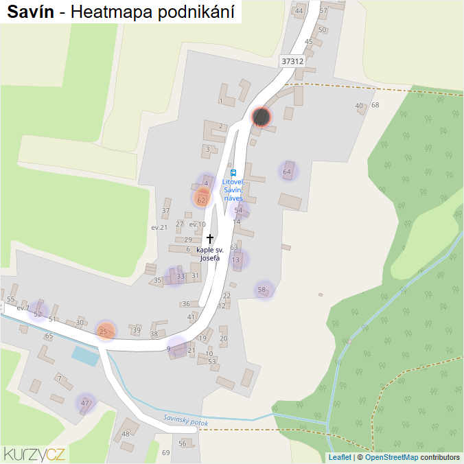 Mapa Savín - Firmy v části obce.