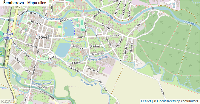 Šemberova - mapa ulice
