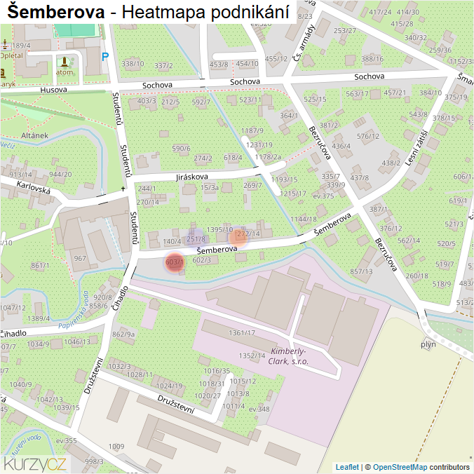 Mapa Šemberova - Firmy v ulici.