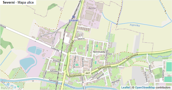 Severní - mapa ulice