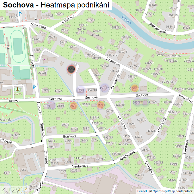 Mapa Sochova - Firmy v ulici.