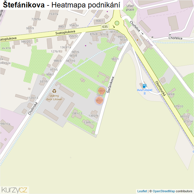 Mapa Štefánikova - Firmy v ulici.