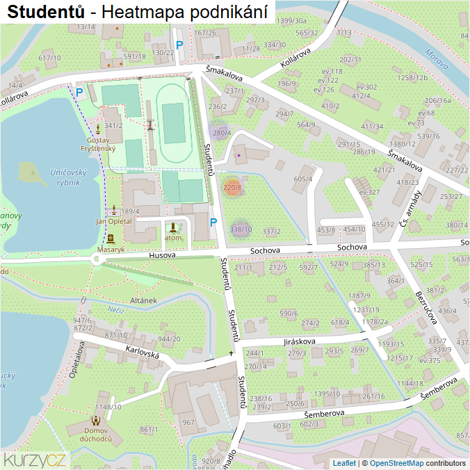 Mapa Studentů - Firmy v ulici.