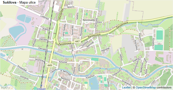 Sušilova - mapa ulice