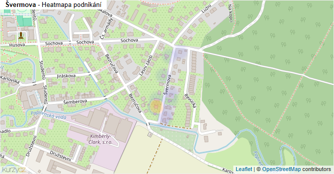 Švermova - mapa podnikání