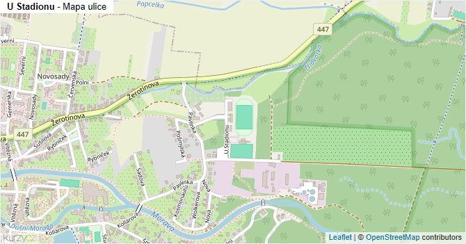 U Stadionu - mapa ulice