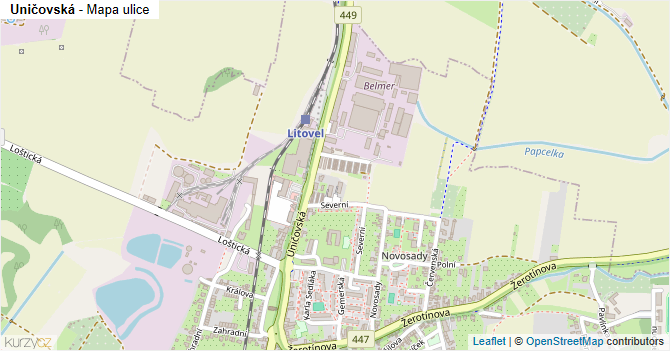Uničovská - mapa ulice