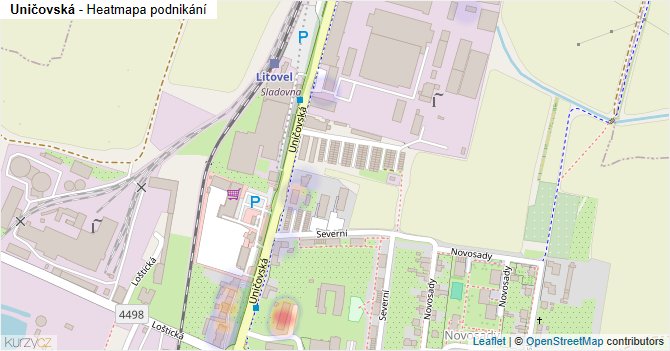 Uničovská - mapa podnikání