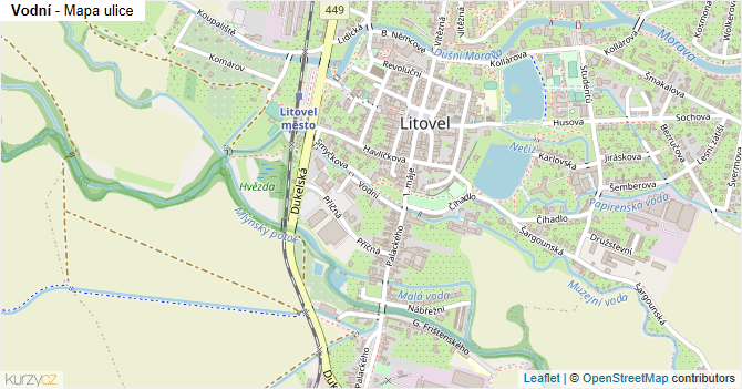 Vodní - mapa ulice