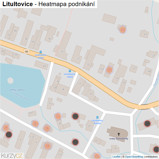 Mapa Litultovice - Firmy v obci.