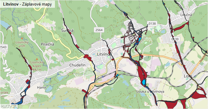 Litvínov - záplavové mapy stoleté vody
