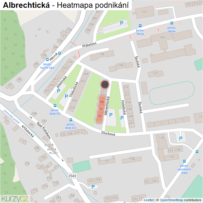 Mapa Albrechtická - Firmy v ulici.