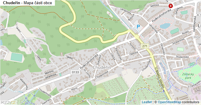Chudeřín - mapa části obce