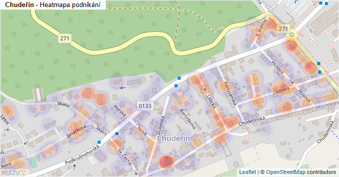 Chudeřín - mapa podnikání