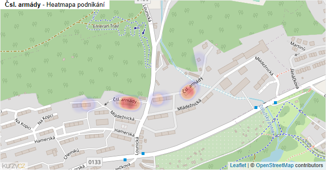 Čsl. armády - mapa podnikání
