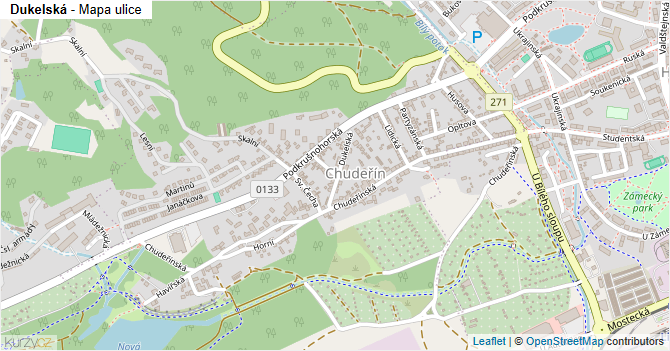 Dukelská - mapa ulice