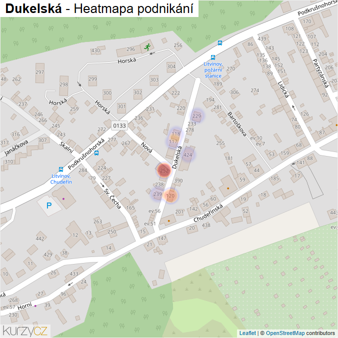 Mapa Dukelská - Firmy v ulici.