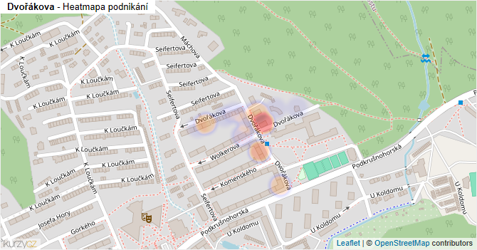 Dvořákova - mapa podnikání