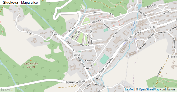 Gluckova - mapa ulice