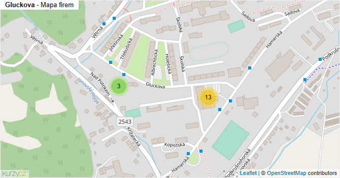 Gluckova - mapa firem
