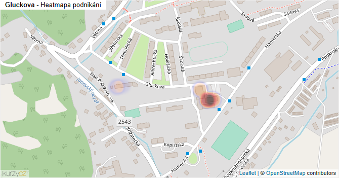 Gluckova - mapa podnikání