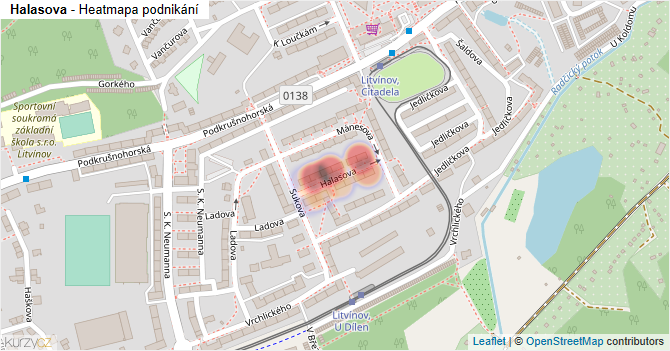 Halasova - mapa podnikání