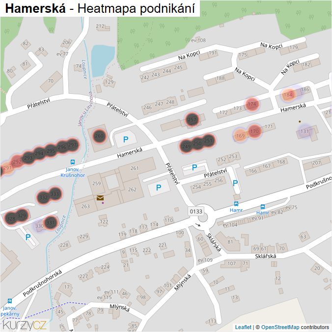 Mapa Hamerská - Firmy v ulici.
