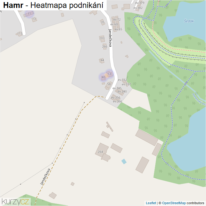 Mapa Hamr - Firmy v části obce.