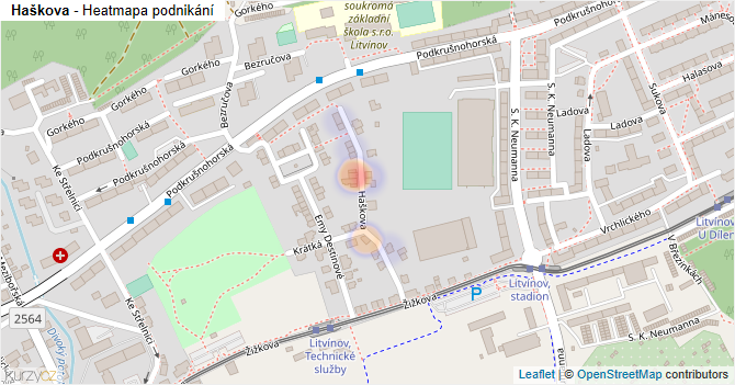 Haškova - mapa podnikání