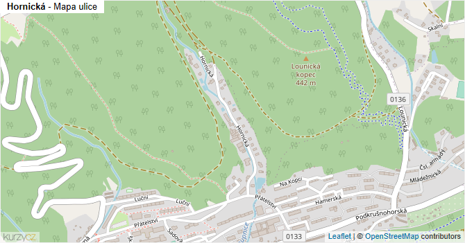Hornická - mapa ulice