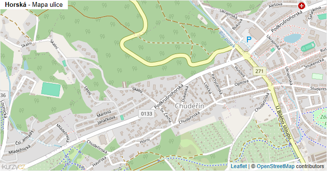 Horská - mapa ulice