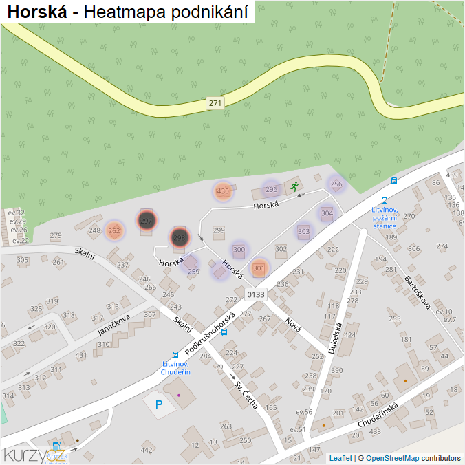 Mapa Horská - Firmy v ulici.