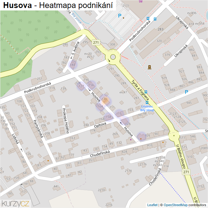 Mapa Husova - Firmy v ulici.
