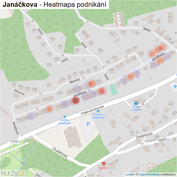 Mapa Janáčkova - Firmy v ulici.