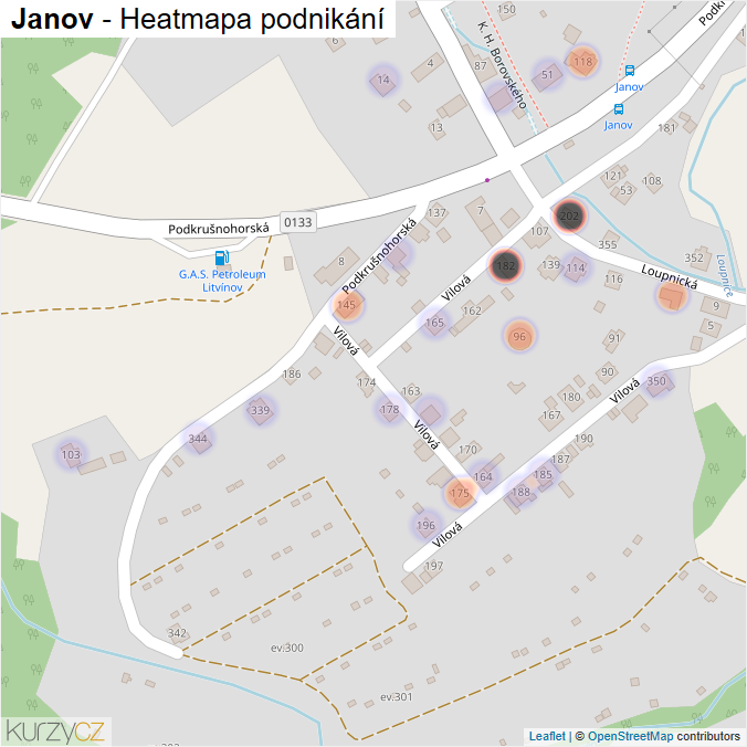 Mapa Janov - Firmy v části obce.