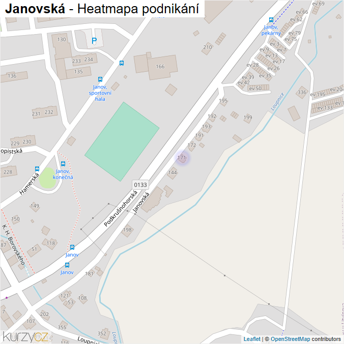 Mapa Janovská - Firmy v ulici.