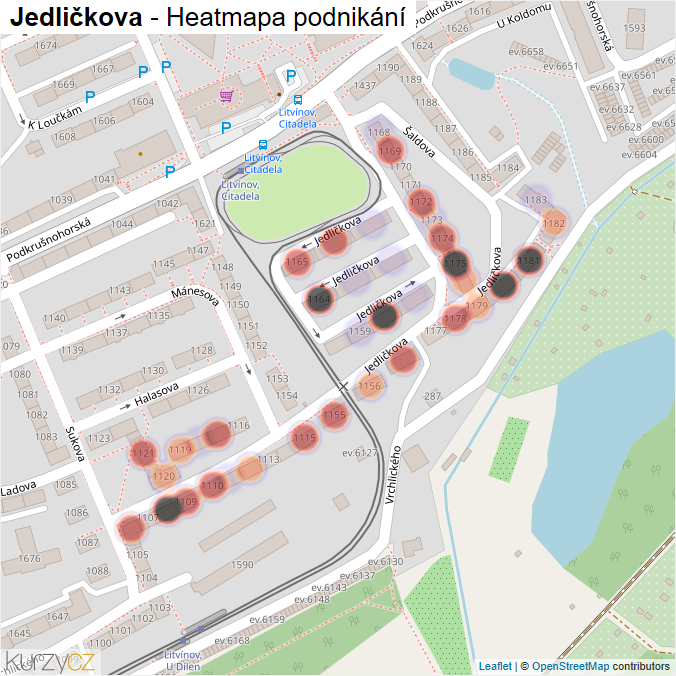 Mapa Jedličkova - Firmy v ulici.