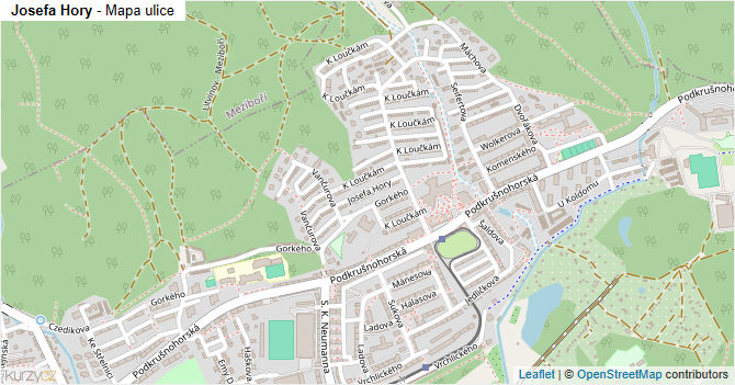 Josefa Hory - mapa ulice
