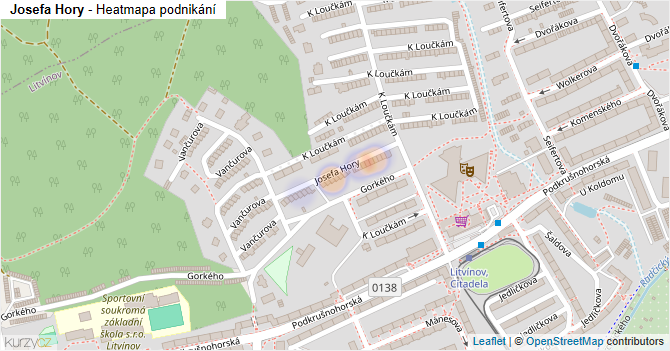 Josefa Hory - mapa podnikání