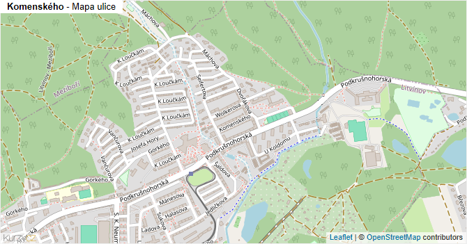 Komenského - mapa ulice