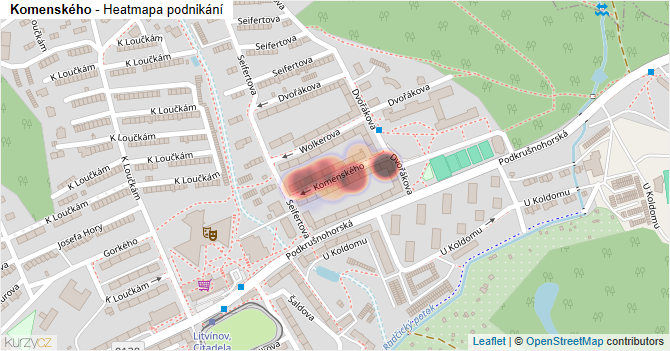 Komenského - mapa podnikání