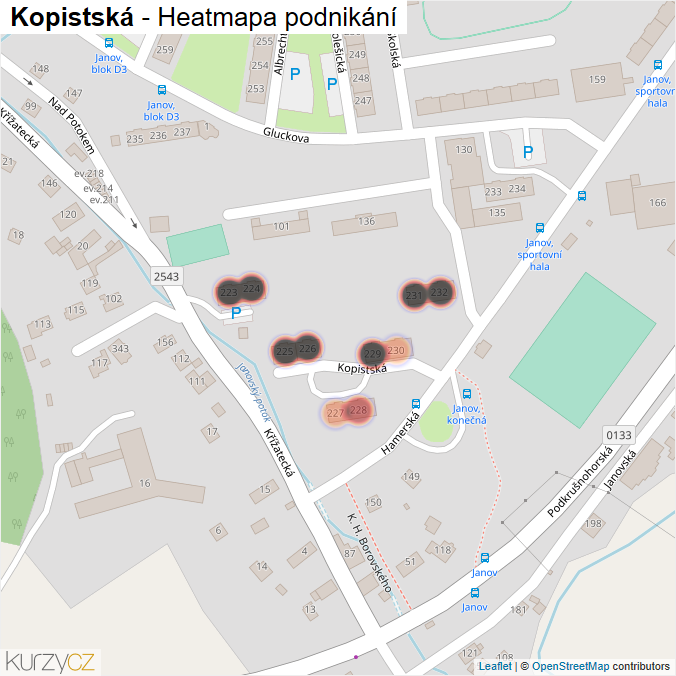Mapa Kopistská - Firmy v ulici.
