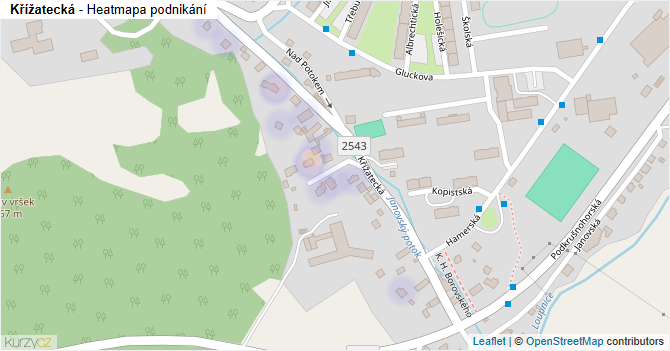 Křížatecká - mapa podnikání
