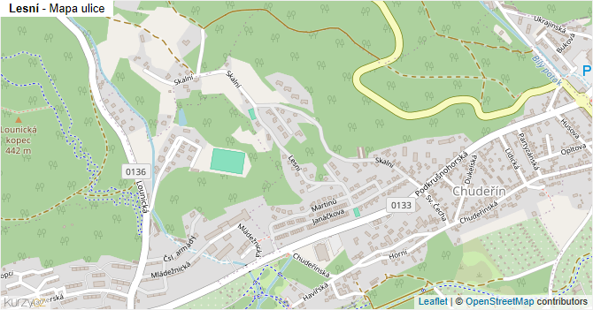 Lesní - mapa ulice