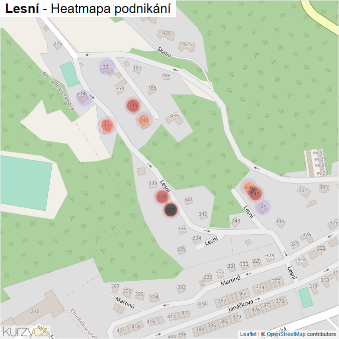 Mapa Lesní - Firmy v ulici.